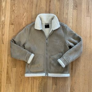 Faux Suede Shearling Sherpa Collar Jacket